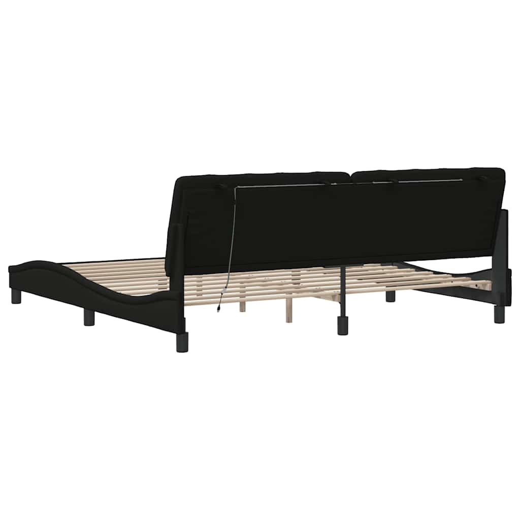 vidaXL Bettgestell mit LED ohne Matratze Schwarz 200x200 cm Stoff