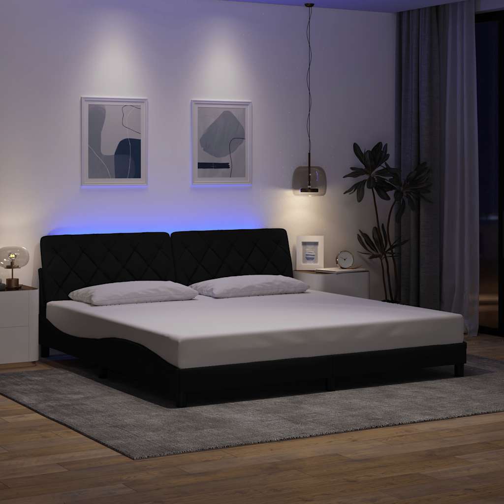 vidaXL Bettgestell mit LED ohne Matratze Schwarz 200x200 cm Stoff