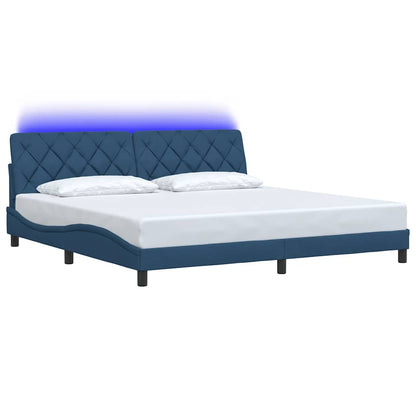 vidaXL Bettgestell mit LED ohne Matratze Blau 200x200 cm Stoff
