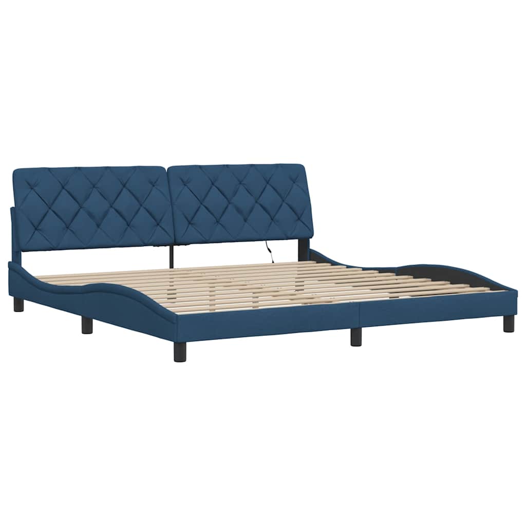 vidaXL Bettgestell mit LED ohne Matratze Blau 200x200 cm Stoff