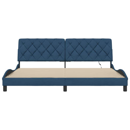 vidaXL Bettgestell mit LED ohne Matratze Blau 200x200 cm Stoff