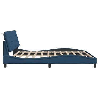 vidaXL Bettgestell mit LED ohne Matratze Blau 200x200 cm Stoff