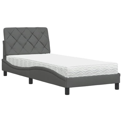 vidaXL Bett mit Matratze Dunkelgrau 80x200 cm Stoff
