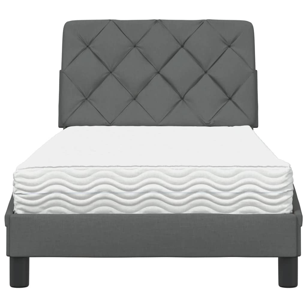 vidaXL Bett mit Matratze Dunkelgrau 80x200 cm Stoff