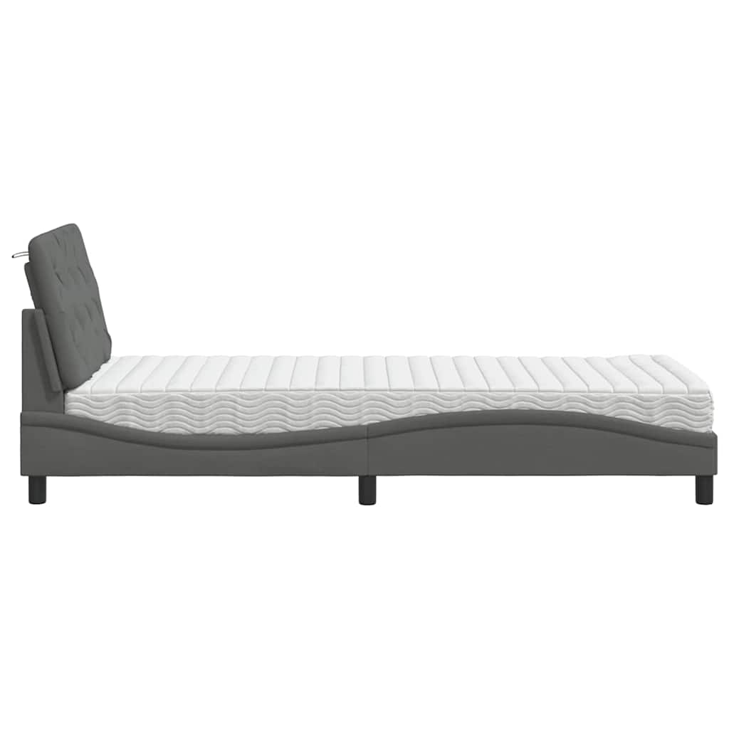 vidaXL Bett mit Matratze Dunkelgrau 80x200 cm Stoff