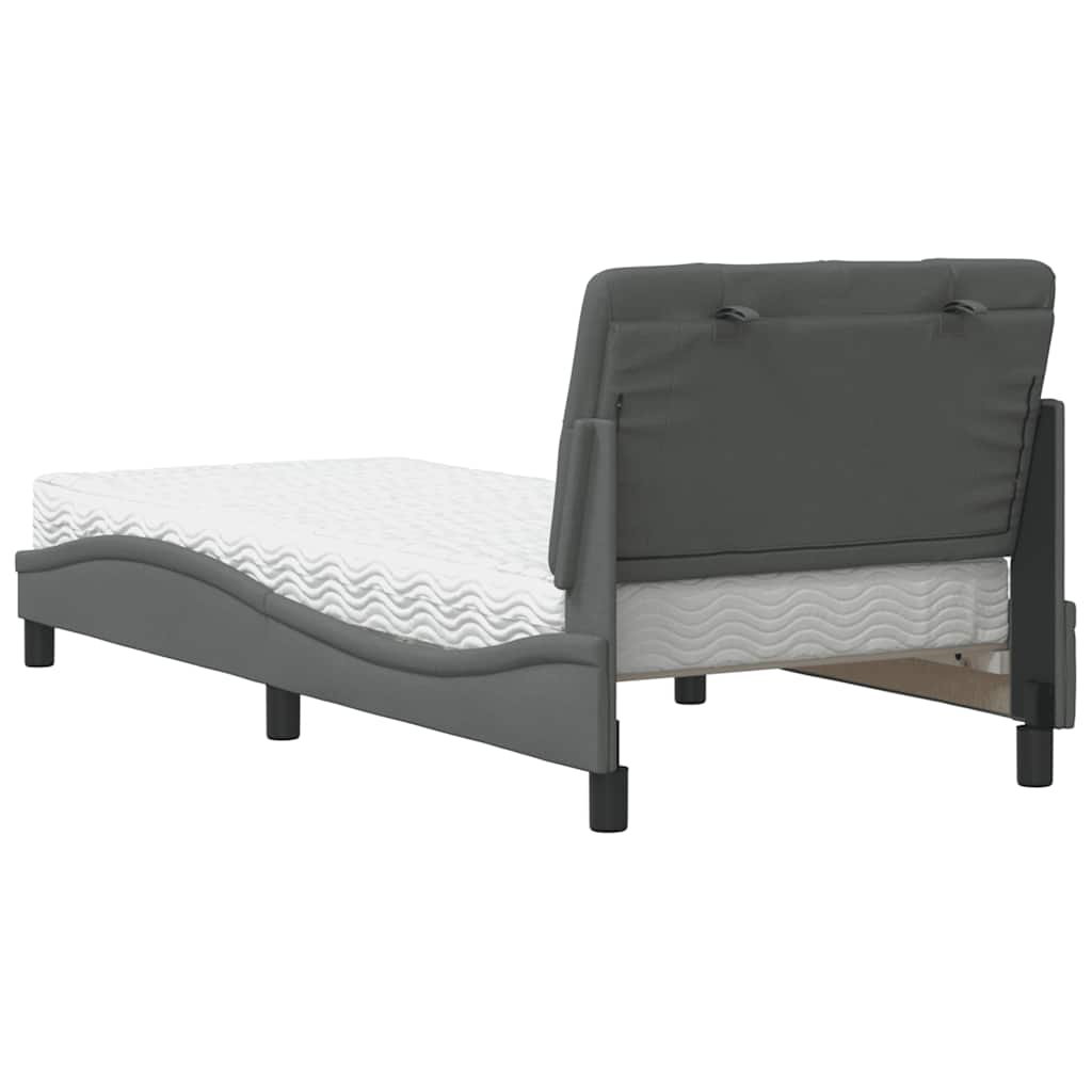 vidaXL Bett mit Matratze Dunkelgrau 80x200 cm Stoff