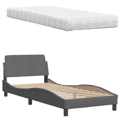 vidaXL Bett mit Matratze Dunkelgrau 80x200 cm Stoff