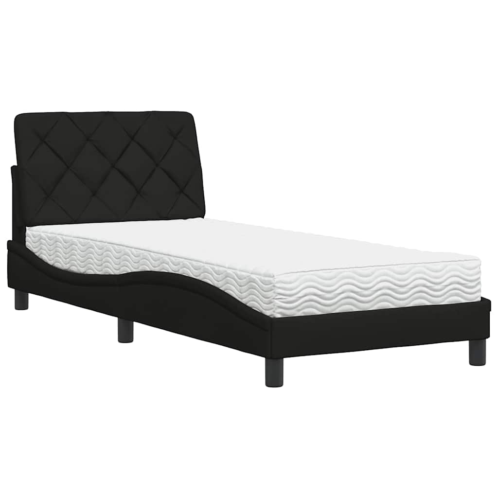 vidaXL Bett mit Matratze Schwarz 80x200 cm Stoff