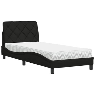 vidaXL Bett mit Matratze Schwarz 80x200 cm Stoff