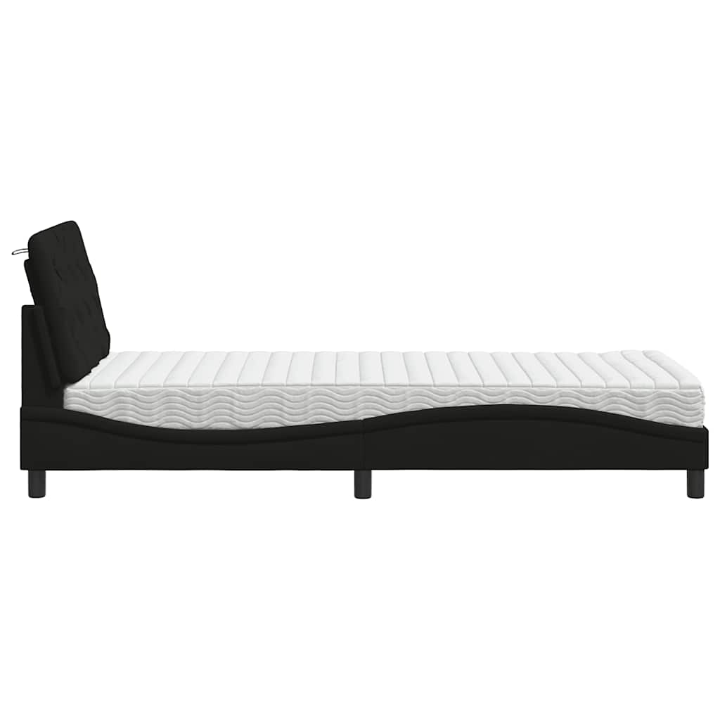 vidaXL Bett mit Matratze Schwarz 80x200 cm Stoff