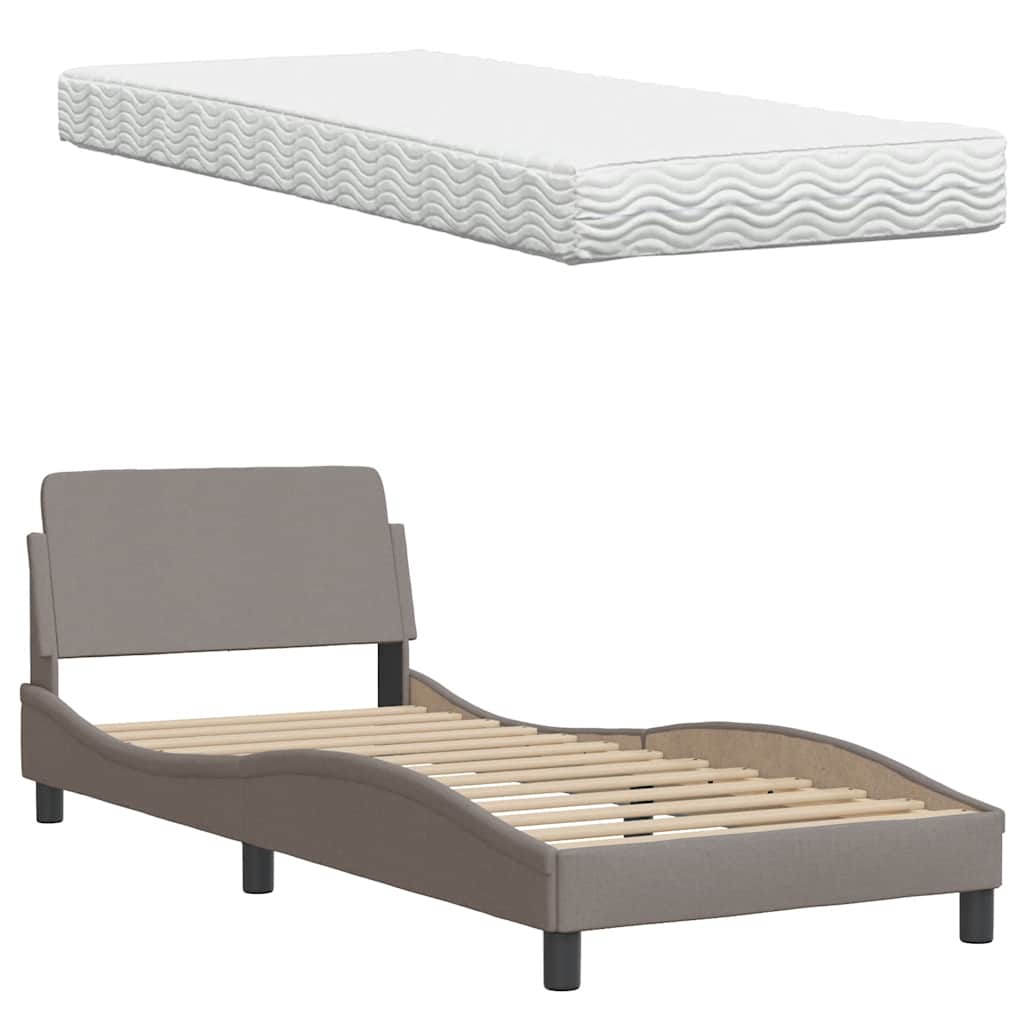 vidaXL Bett mit Matratze Taupe 80x200 cm Stoff