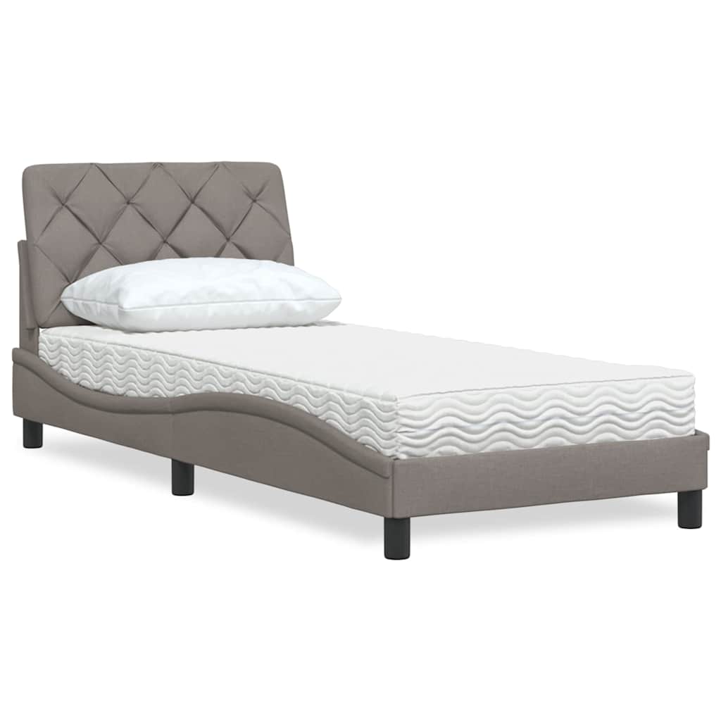 vidaXL Bett mit Matratze Taupe 80x200 cm Stoff