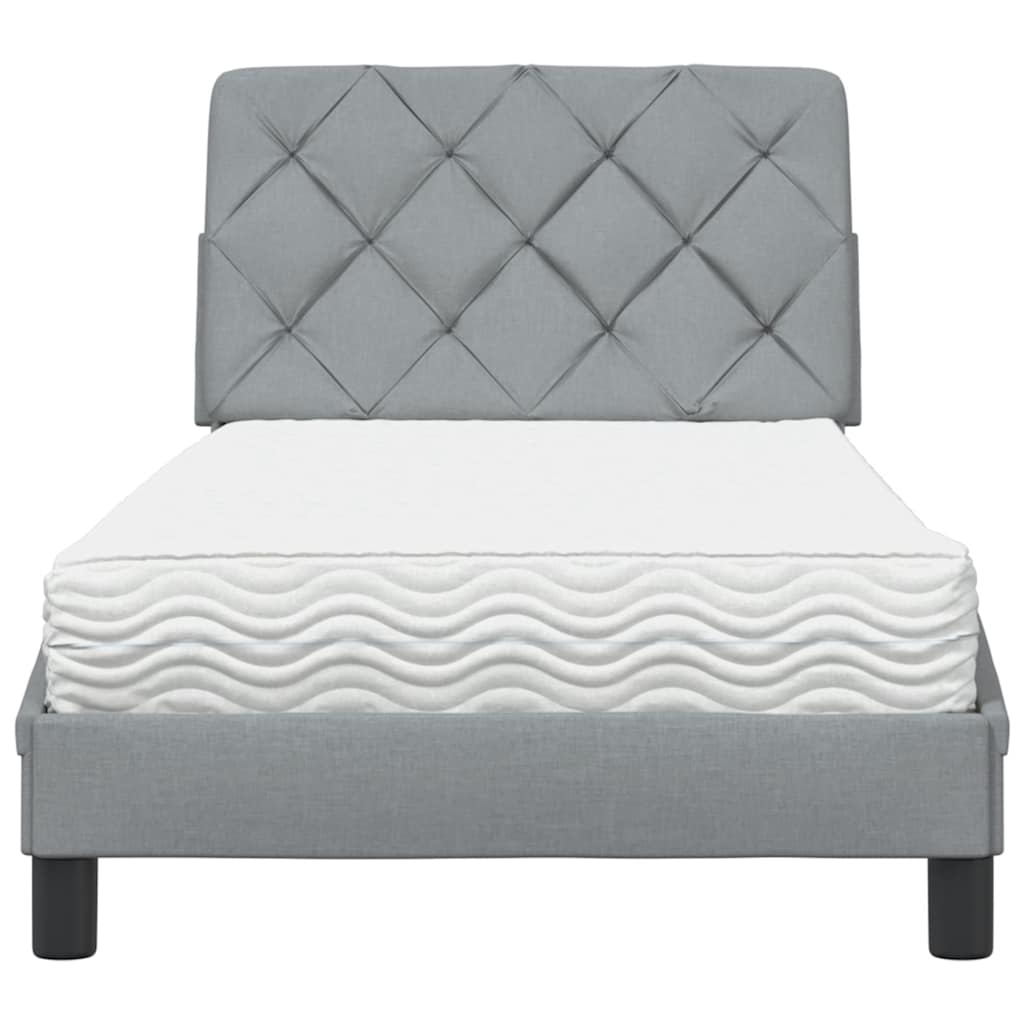 vidaXL Bett mit Matratze Hellgrau 90x190 cm Stoff