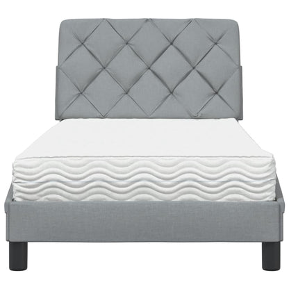 vidaXL Bett mit Matratze Hellgrau 90x190 cm Stoff