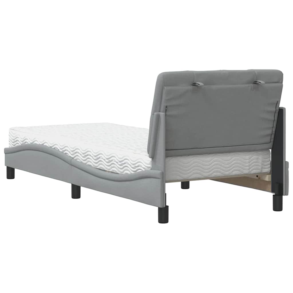 vidaXL Bett mit Matratze Hellgrau 90x190 cm Stoff