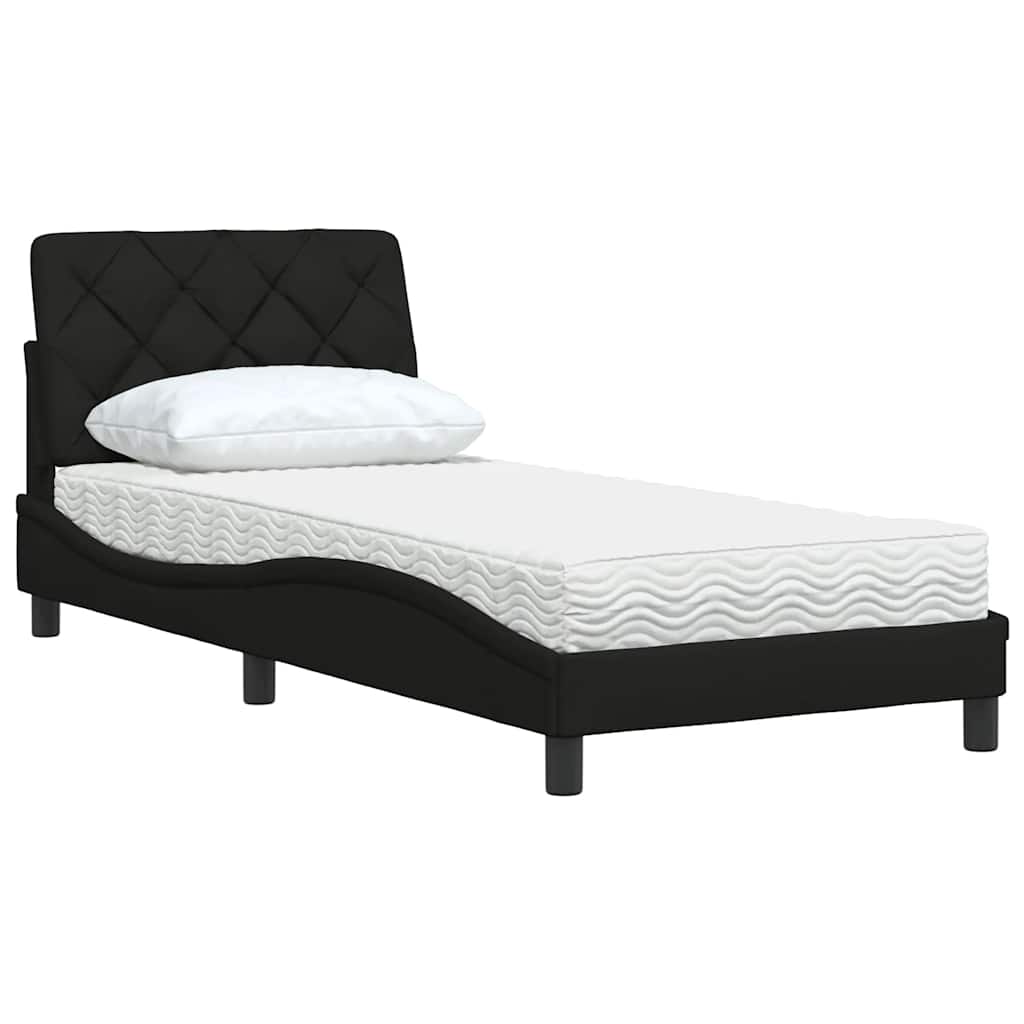 vidaXL Bett mit Matratze Schwarz 90x190 cm Stoff
