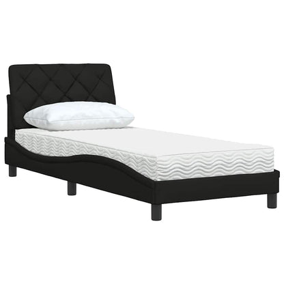 vidaXL Bett mit Matratze Schwarz 90x190 cm Stoff