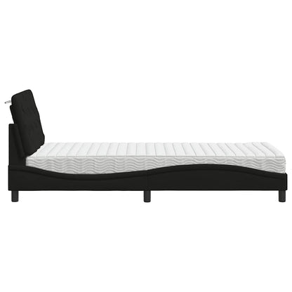 Bett mit Matratze Schwarz 90x190 cm Stoff