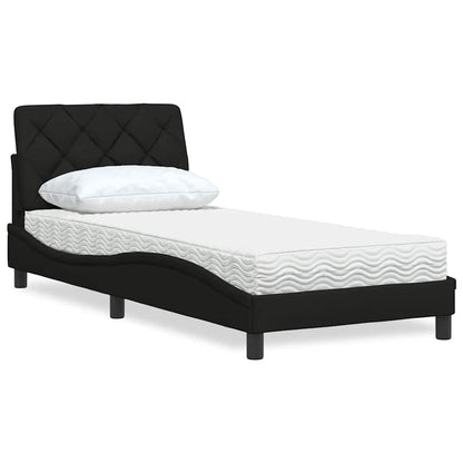 Bett mit Matratze Schwarz 90x190 cm Stoff