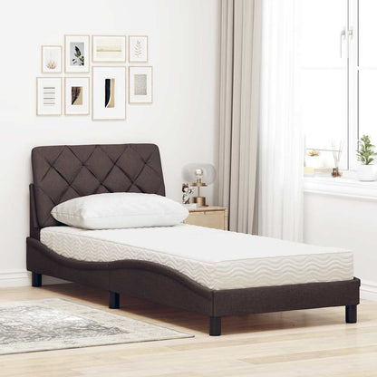 Bett mit Matratze Dunkelbraun 90x190 cm Stoff