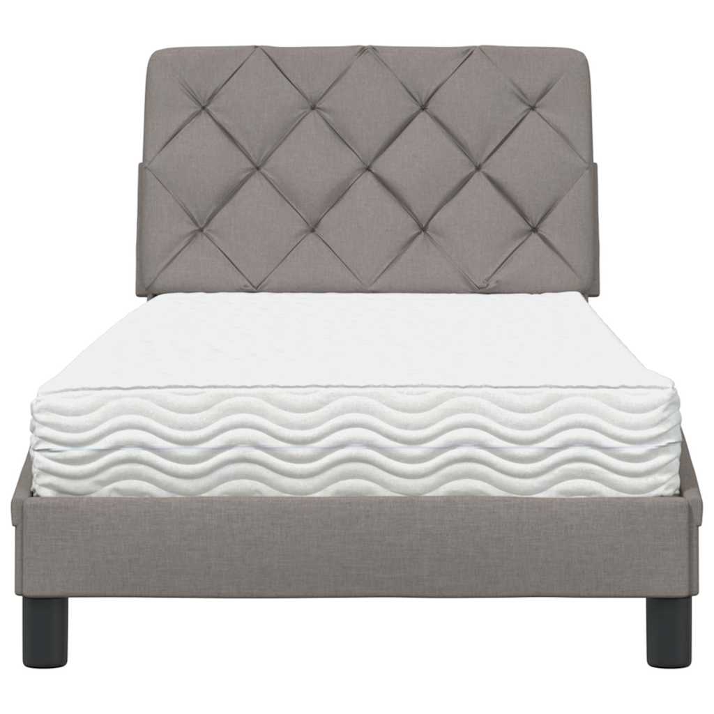 vidaXL Bett mit Matratze Taupe 90x190 cm Stoff