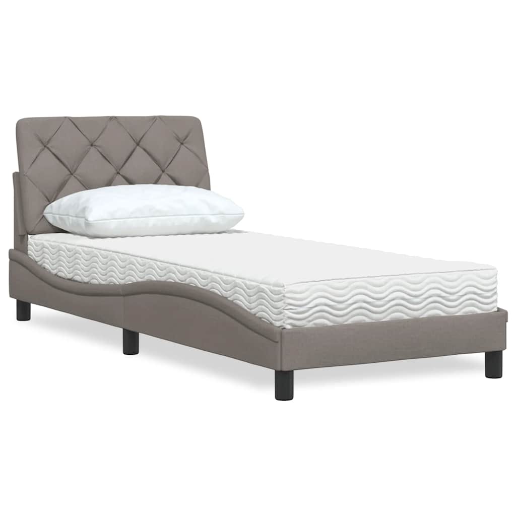 vidaXL Bett mit Matratze Taupe 90x190 cm Stoff