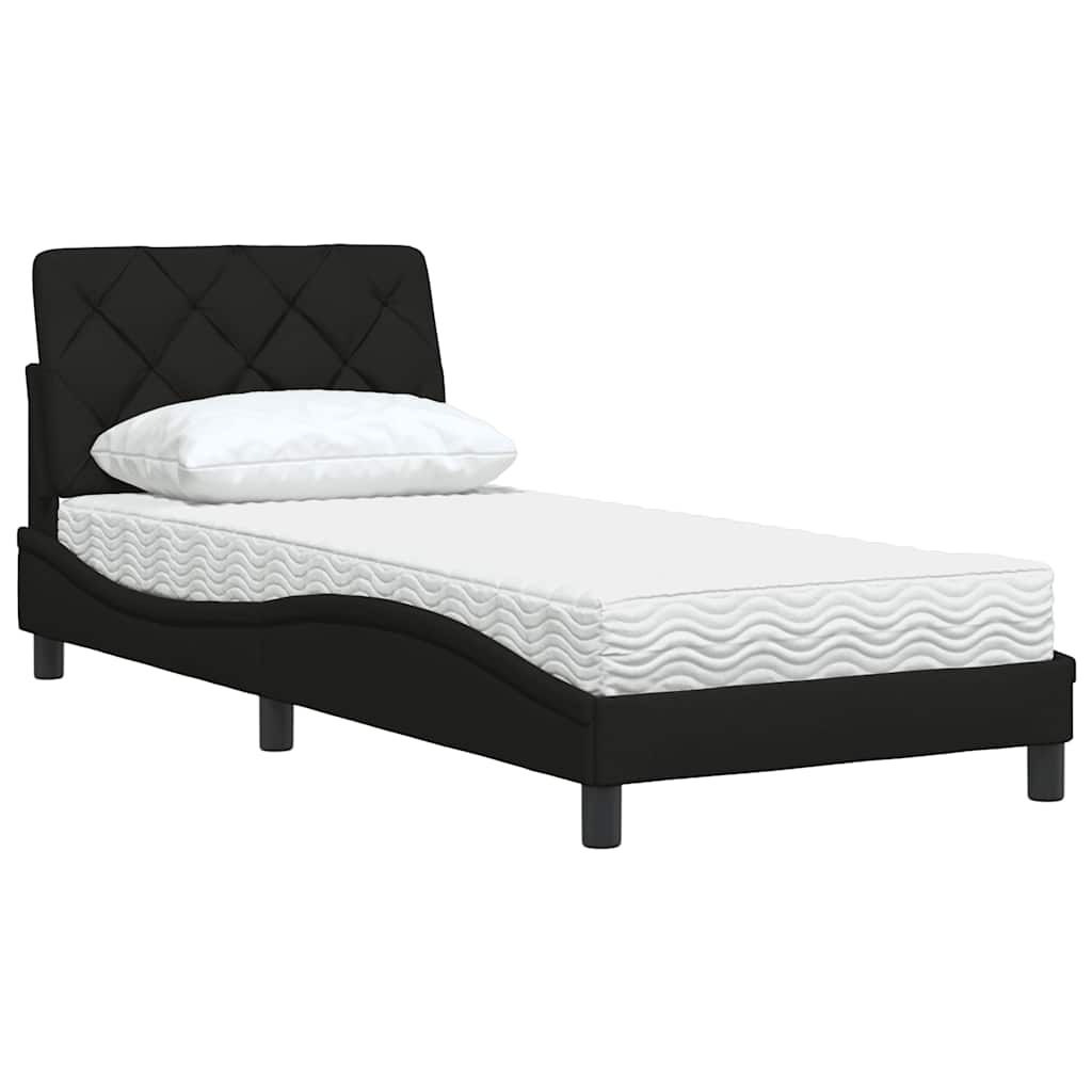 vidaXL Bett mit Matratze Schwarz 90x200 cm Stoff