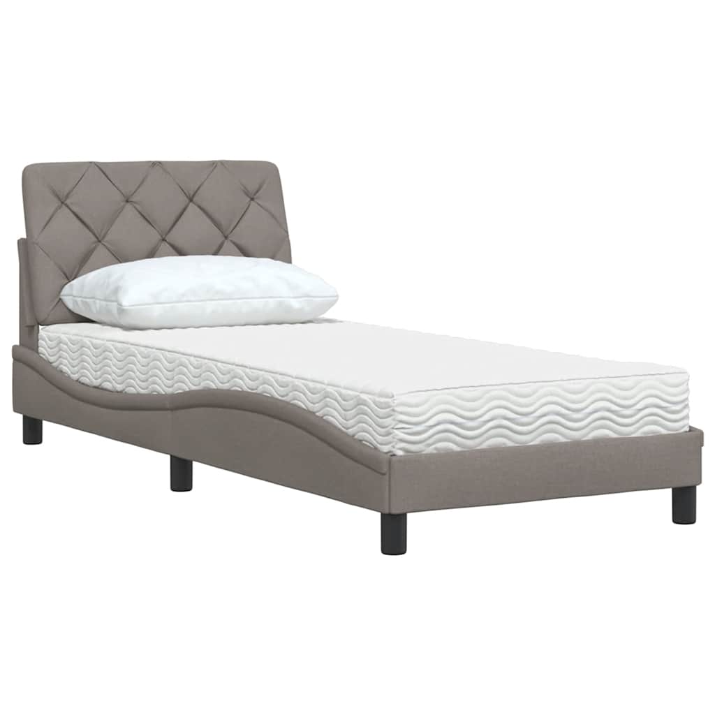 vidaXL Bett mit Matratze Taupe 90x200 cm Stoff
