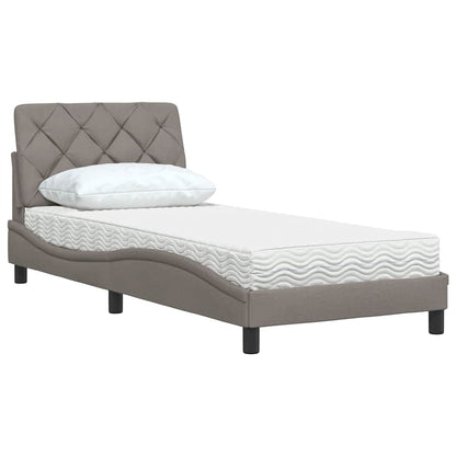 vidaXL Bett mit Matratze Taupe 90x200 cm Stoff