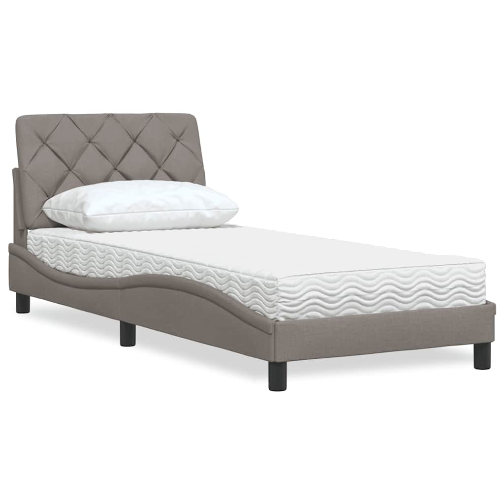 vidaXL Bett mit Matratze Taupe 90x200 cm Stoff