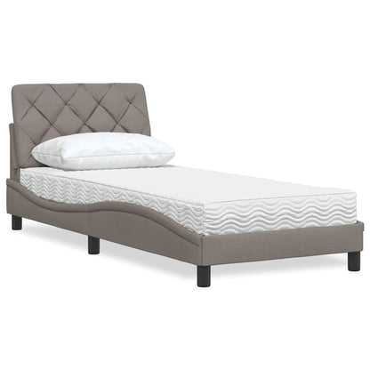 vidaXL Bett mit Matratze Taupe 90x200 cm Stoff