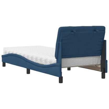 vidaXL Bett mit Matratze Blau 90x200 cm Stoff