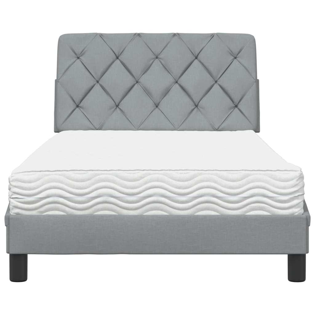 vidaXL Bett mit Matratze Hellgrau 100x200 cm Stoff