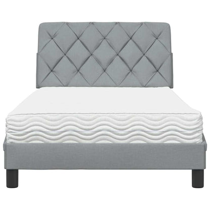 vidaXL Bett mit Matratze Hellgrau 100x200 cm Stoff
