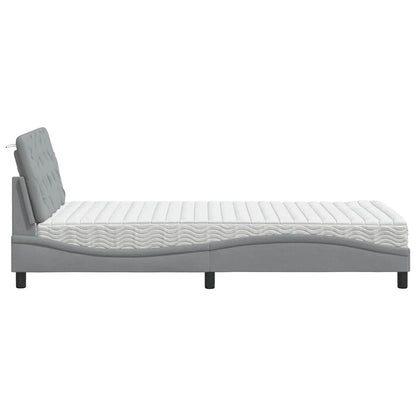 vidaXL Bett mit Matratze Hellgrau 100x200 cm Stoff