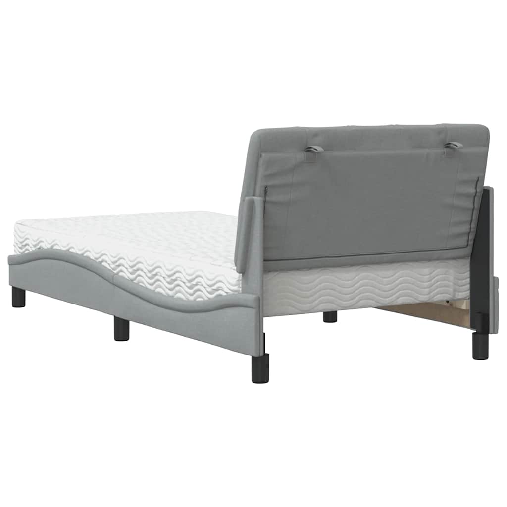 vidaXL Bett mit Matratze Hellgrau 100x200 cm Stoff
