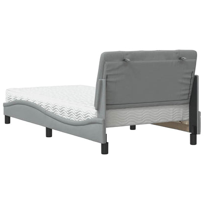 vidaXL Bett mit Matratze Hellgrau 100x200 cm Stoff