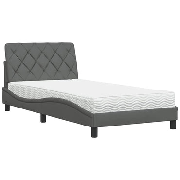 vidaXL Bett mit Matratze Dunkelgrau 100x200 cm Stoff