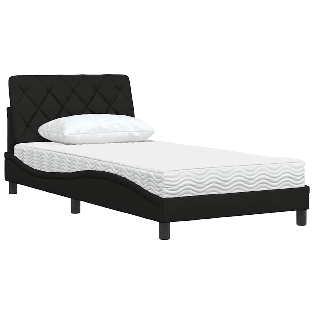 vidaXL Bett mit Matratze Schwarz 100x200 cm Stoff