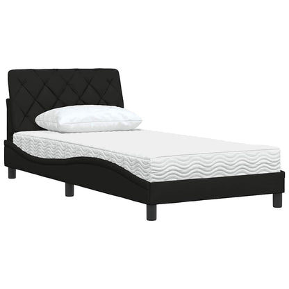 vidaXL Bett mit Matratze Schwarz 100x200 cm Stoff