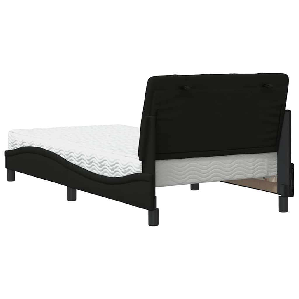 vidaXL Bett mit Matratze Schwarz 100x200 cm Stoff