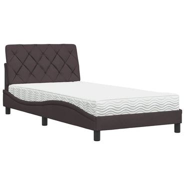 vidaXL Bett mit Matratze Dunkelbraun 100x200 cm Stoff