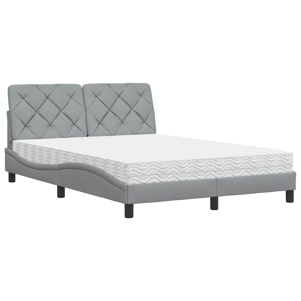 vidaXL Bett mit Matratze Hellgrau 120x200 cm Stoff