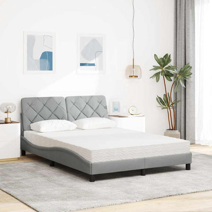 vidaXL Bett mit Matratze Hellgrau 120x200 cm Stoff