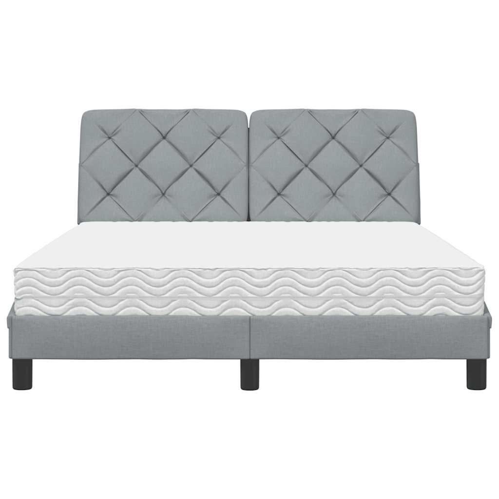 vidaXL Bett mit Matratze Hellgrau 120x200 cm Stoff