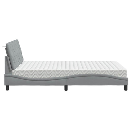 vidaXL Bett mit Matratze Hellgrau 120x200 cm Stoff