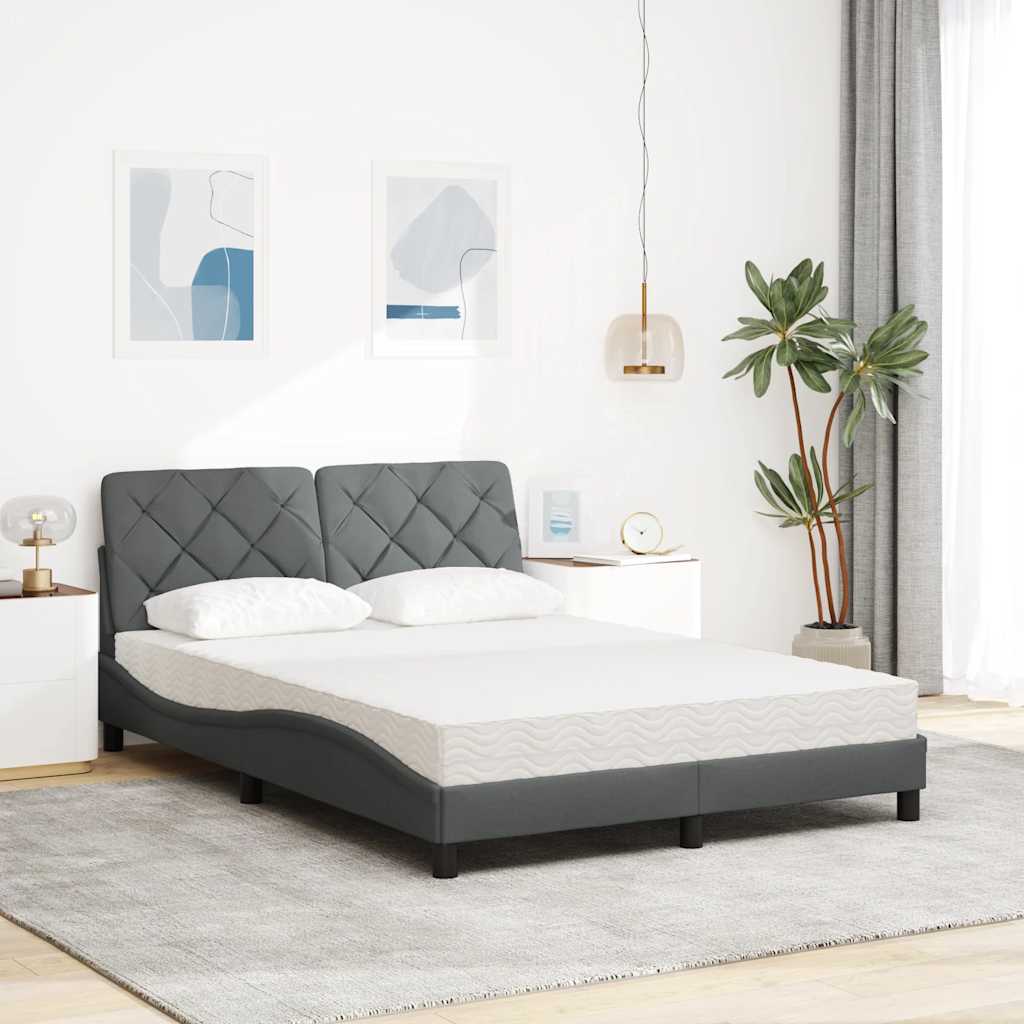 vidaXL Bett mit Matratze Dunkelgrau 120x200 cm Stoff
