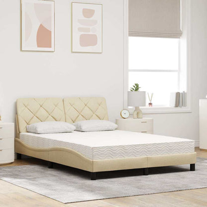 vidaXL Bett mit Matratze Creme 120x200 cm Stoff