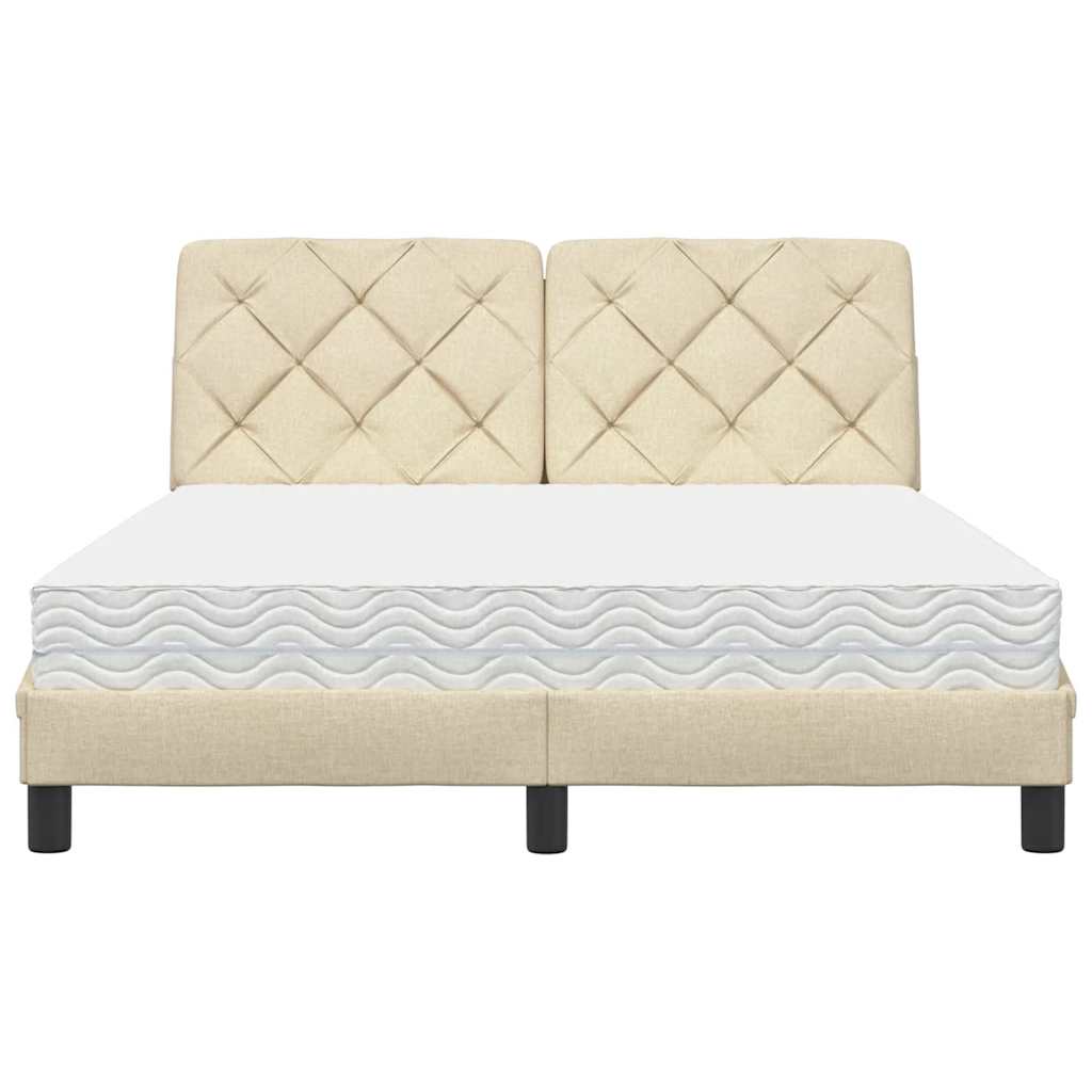 vidaXL Bett mit Matratze Creme 120x200 cm Stoff