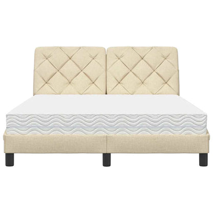 vidaXL Bett mit Matratze Creme 120x200 cm Stoff